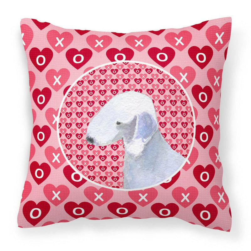 Bedlington Terrier Hearts Love and Valentine's Day Portrait Fabric Decorative Pillow SS4483PW1414