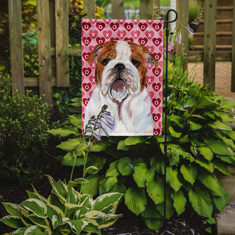 Bulldog English Hearts Love Valentine's Day Garden Flag – Decorative Outdoor Yard Flag