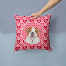 Bulldog English Hearts Love Valentine's Day Throw Pillow - 14x14 Decorative Pillow – Art for Your Home & Patio SS4484PW1414