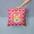 Corgi Hearts Love and Valentine's Day Portrait Throw Pillow - 14x14 Decorative Pillow – Art for Your Home & Patio SS4486PW1414
