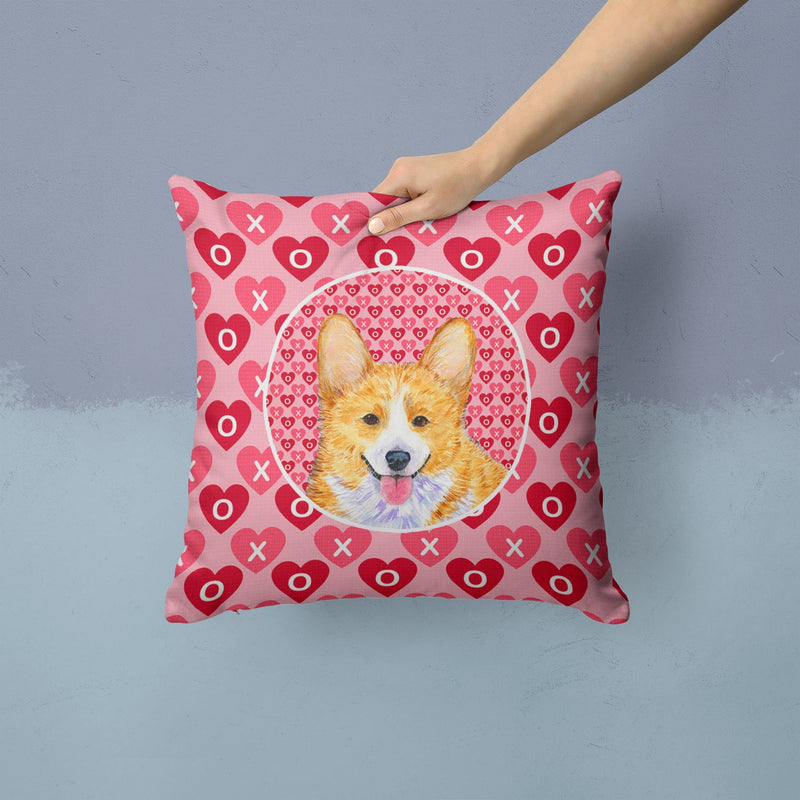 Corgi Hearts Love and Valentine's Day Portrait Throw Pillow - 14x14 Decorative Pillow – Art for Your Home & Patio SS4486PW1414