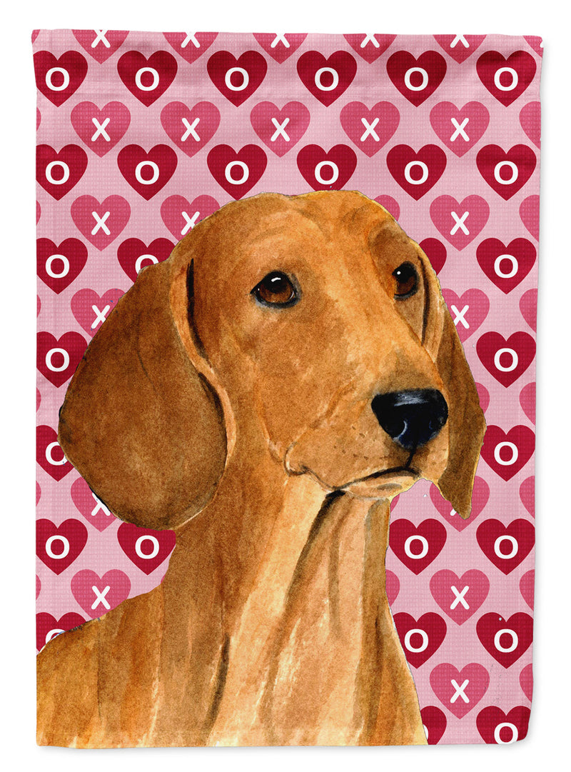 Dachshund Hearts Love Valentine's Day Flag Canvas House Size
