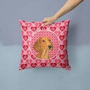 Dachshund Hearts Love and Valentine's Day Portrait Throw Pillow - 14x14 Decorative Pillow – Art for Your Home & Patio SS4487PW1414