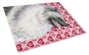 Keeshond Hearts Love and Valentine's Day Portrait Glass Cutting Boards – Durable, Decorative Kitchen Art Large