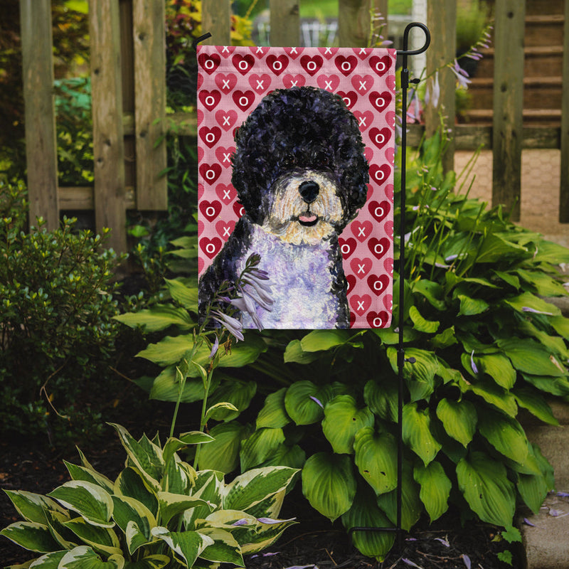 Portuguese Water Dog Hearts Love Valentine's Day Garden Flag – Decorative Outdoor Yard Flag