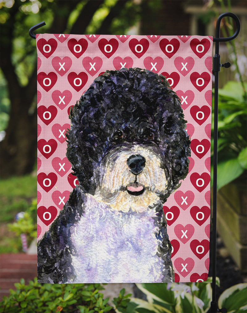 Portuguese Water Dog Hearts Love Valentine's Day Garden Flag – Decorative Outdoor Yard Flag