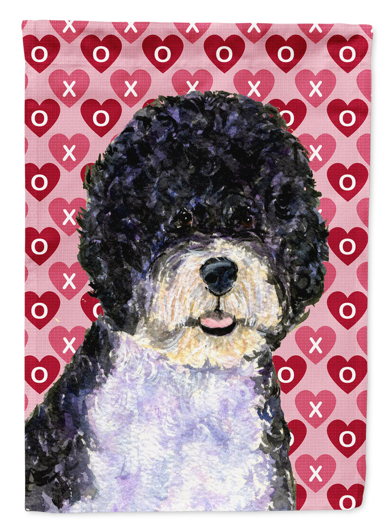 Portuguese Water Dog Hearts Love Valentine's Day Garden Flag – Decorative Outdoor Yard Flag
