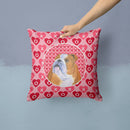 Bulldog English Hearts Love Valentine's Day Throw Pillow - 14x14 Decorative Pillow – Art for Your Home & Patio SS4491PW1414