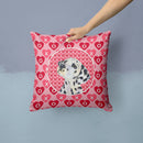 Dalmatian Hearts Love and Valentine's Day Portrait Throw Pillow - 14x14 Decorative Pillow – Art for Your Home & Patio SS4492PW1414