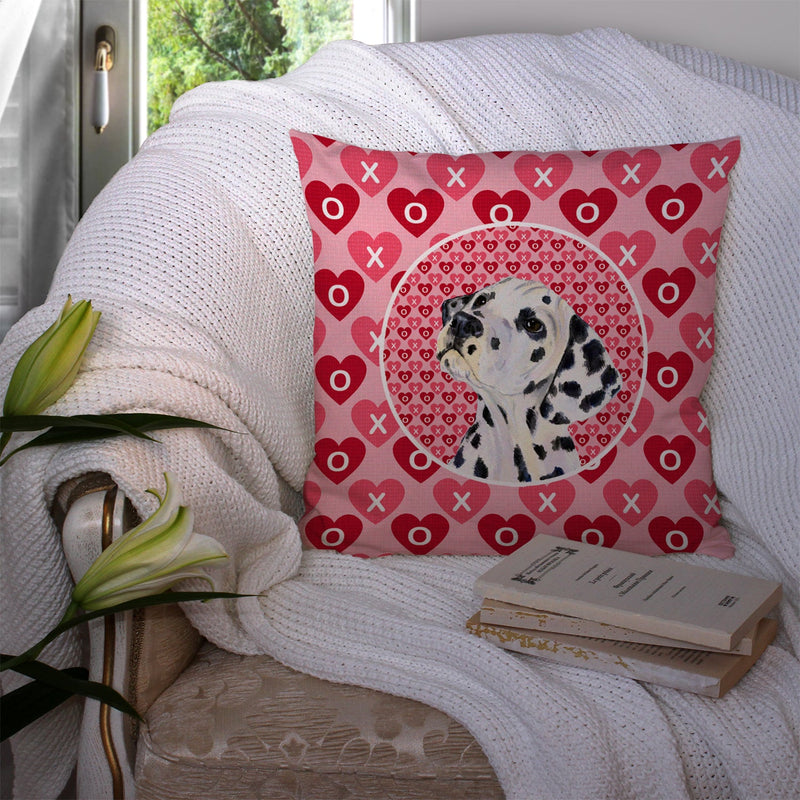Dalmatian Hearts Love and Valentine's Day Portrait Throw Pillow - 14x14 Decorative Pillow – Art for Your Home & Patio SS4492PW1414