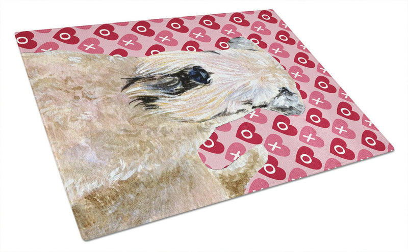 Wheaten Terrier Soft Coated  Love Valentine's Day Glass Cutting Board Large