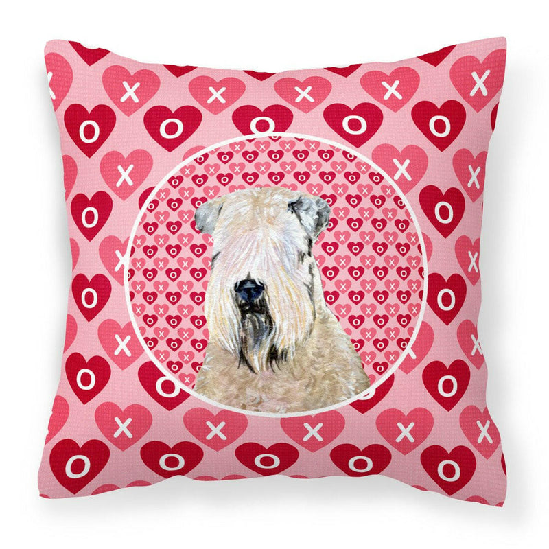 Wheaten Terrier Soft Coated Hearts Love Valentine's Fabric Decorative Pillow SS4493PW1414