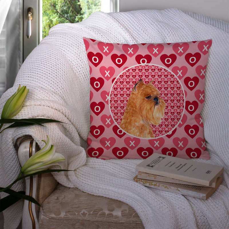 Brussels Griffon Hearts Love and Valentine's Day Portrait Throw Pillow - 14x14 Decorative Pillow – Art for Your Home & Patio SS4494PW1414