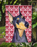 Doberman Hearts Love and Valentine's Day Portrait Garden Flag – Decorative Outdoor Yard Flag