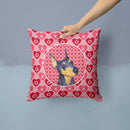 Doberman Hearts Love and Valentine's Day Portrait Throw Pillow - 14x14 Decorative Pillow – Art for Your Home & Patio SS4495PW1414