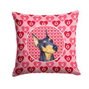 Doberman Hearts Love and Valentine's Day Portrait Throw Pillow - 14x14 Decorative Pillow – Art for Your Home & Patio SS4495PW1414