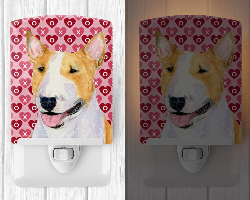 Bull Terrier Hearts Love and Valentine's Day Portrait Ceramic Night Light SS4496CNL