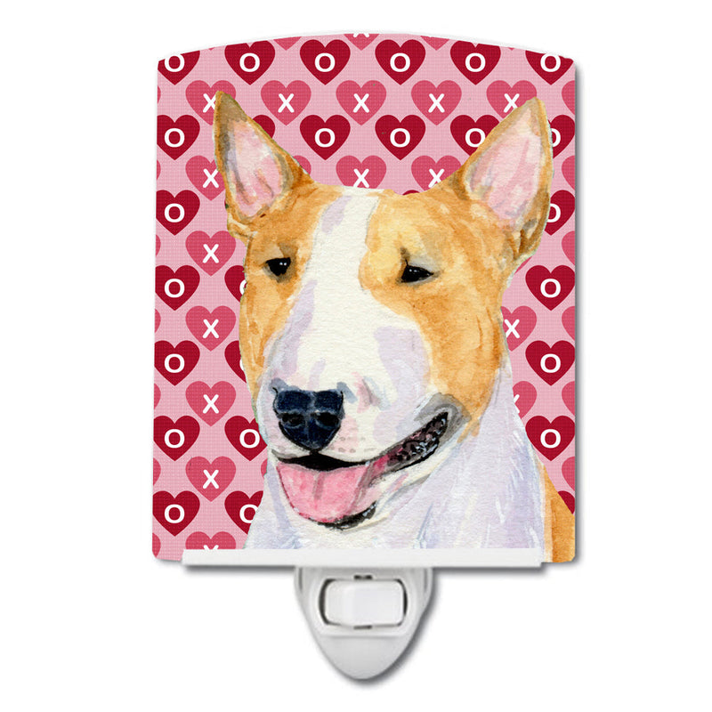 Bull Terrier Hearts Love and Valentine's Day Portrait Ceramic Night Light SS4496CNL