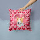 Bull Terrier Hearts Love and Valentine's Day Portrait Throw Pillow - 14x14 Decorative Pillow – Art for Your Home & Patio SS4496PW1414