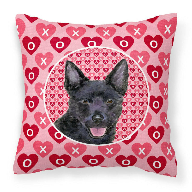 Australian Kelpie Hearts Love Valentine's Day Fabric Decorative Pillow SS4498PW1414