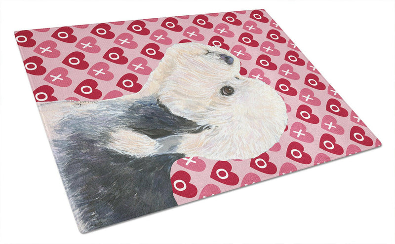 Dandie Dinmont Terrier Hearts Love Valentine's Day Glass Cutting Board Large