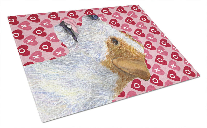 Jack Russell Terrier Hearts Love and Valentine's Day Glass Cutting Boards – Durable, Decorative Kitchen Art Large