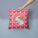Jack Russell Terrier Hearts Love and Valentine's Day Portrait Throw Pillow - 14x14 Decorative Pillow – Art for Your Home & Patio SS4504PW1414