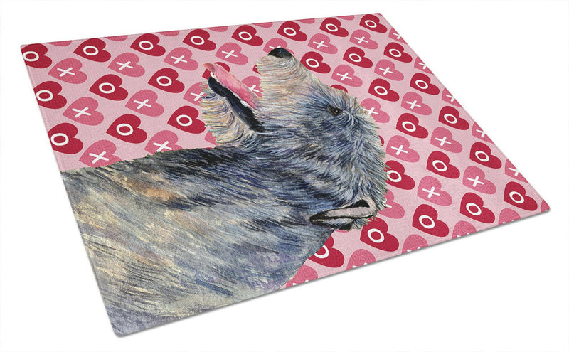 Irish Wolfhound Hearts Love and Valentine's Day Glass Cutting Boards – Durable, Decorative Kitchen Art Large