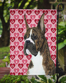 Boxer Hearts Love and Valentine's Day Portrait Garden Flag – Decorative Outdoor Yard Flag