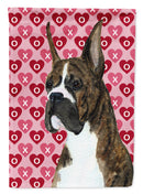 Boxer Hearts Love and Valentine's Day Portrait Garden Flag – Decorative Outdoor Yard Flag