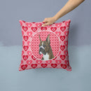 Boxer Hearts Love and Valentine's Day Portrait Throw Pillow - 14x14 Decorative Pillow – Art for Your Home & Patio SS4508PW1414