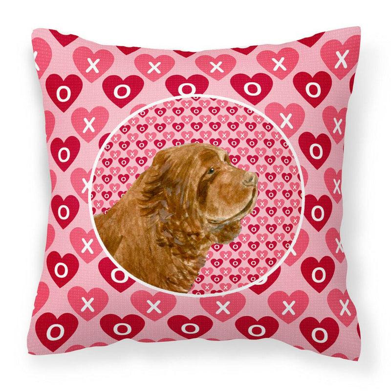 Sussex Spaniel Hearts Love Valentine's Day Fabric Decorative Pillow SS4510PW1414