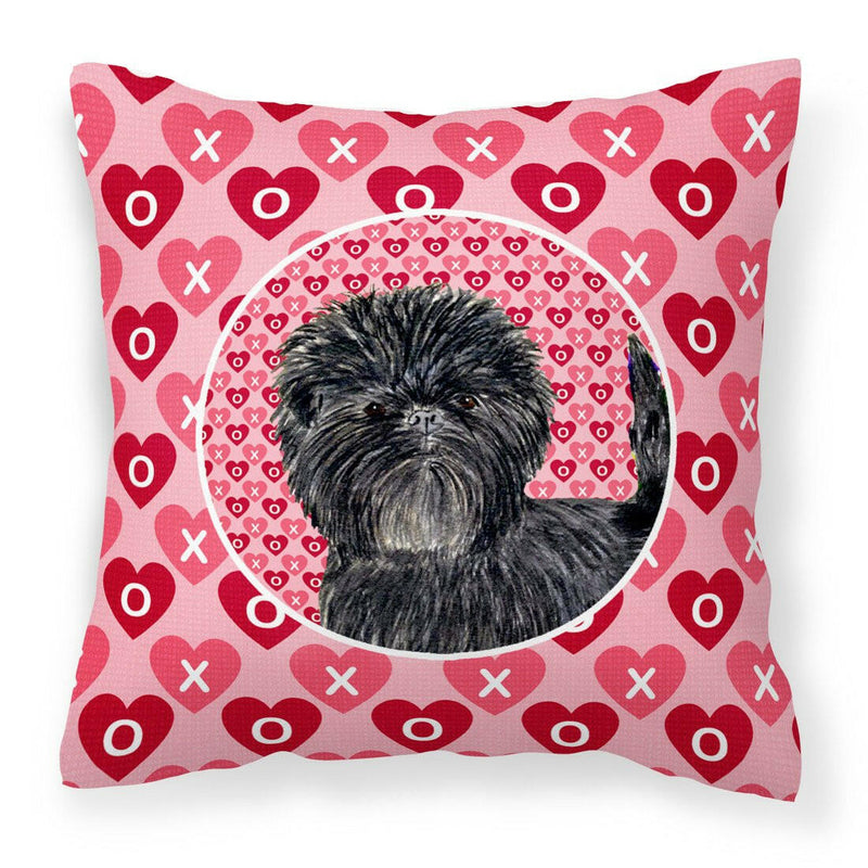 Affenpinscher Hearts Love and Valentine's Day Portrait Fabric Decorative Pillow SS4511PW1414