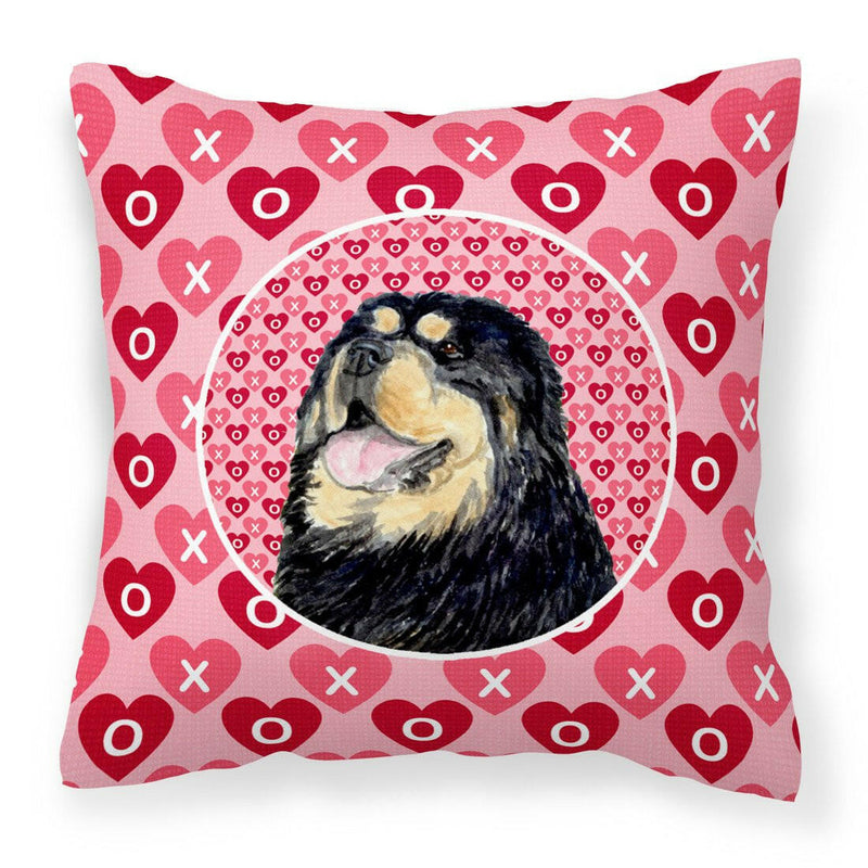 Tibetan Mastiff Hearts Love Valentine's Day Fabric Decorative Pillow SS4512PW1414