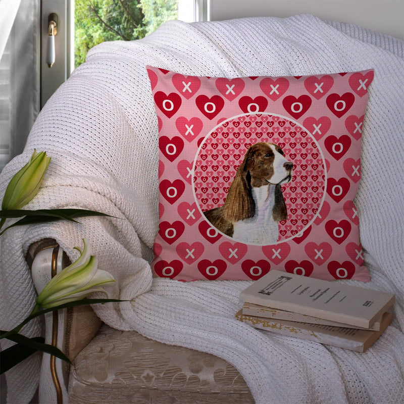 Springer Spaniel Hearts Love Valentine's Day Throw Pillow - 14x14 Decorative Pillow – Art for Your Home & Patio SS4513PW1414