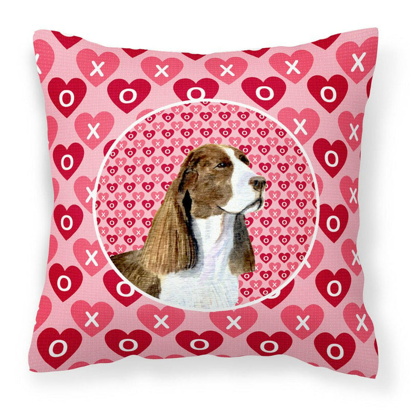 Springer Spaniel Hearts Love Valentine's Day Fabric Decorative Pillow SS4513PW1414