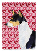 Basenji Hearts Love and Valentine's Day Portrait Garden Flag – Decorative Outdoor Yard Flag