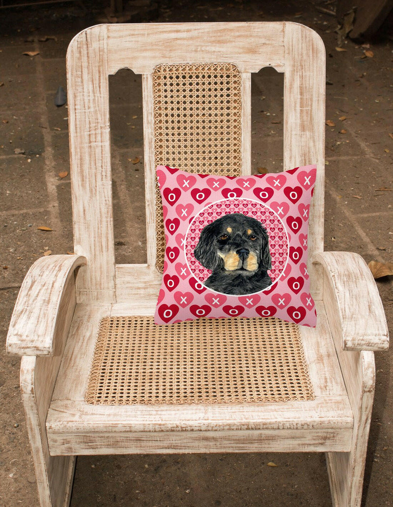 Gordon Setter Hearts Love and Valentine's Day Portrait Fabric Decorative Pillow SS4515PW1414