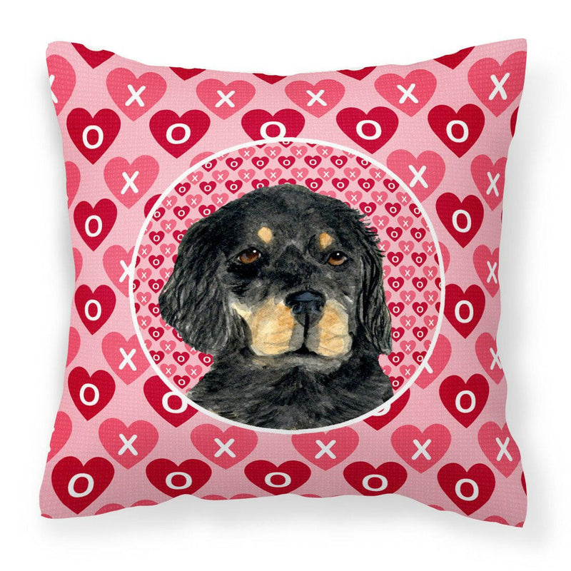 Gordon Setter Hearts Love and Valentine's Day Portrait Fabric Decorative Pillow SS4515PW1414