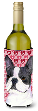 Boston Terrier Hearts Love Valentine's Day Wine Bottle Beverage Insulator Beverage Insulator Hugger