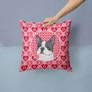 Boston Terrier Hearts Love Valentine's Day Throw Pillow - 14x14 Decorative Pillow – Art for Your Home & Patio SS4516PW1414