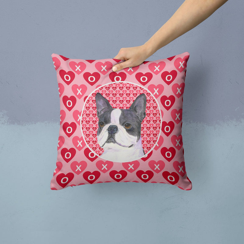 Boston Terrier Hearts Love Valentine's Day Throw Pillow - 14x14 Decorative Pillow – Art for Your Home & Patio SS4516PW1414