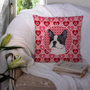 Boston Terrier Hearts Love Valentine's Day Throw Pillow - 14x14 Decorative Pillow – Art for Your Home & Patio SS4516PW1414
