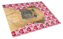 Bullmastiff Hearts Love and Valentine's Day Portrait Glass Cutting Boards – Durable, Decorative Kitchen Art Large