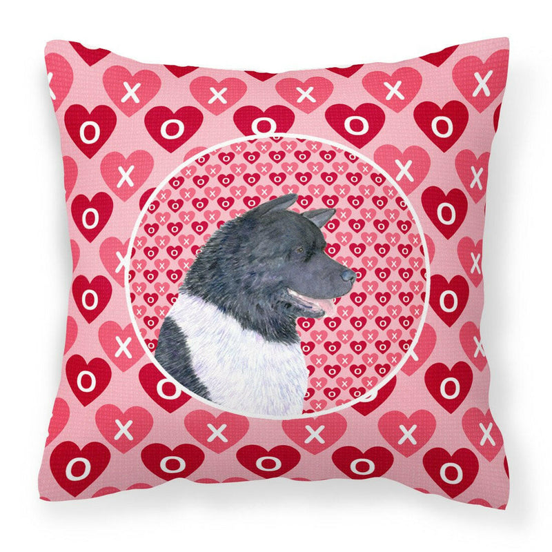 Akita Hearts Love and Valentine's Day Portrait Fabric Decorative Pillow SS4521PW1414