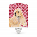 Buff Cocker Spaniel Hearts Love Valentine's Day Ceramic Night Light Compact, UL-Certified, Ideal for Bedroom, Bathroom, Nursery, Hallway, Kitchen, 6x4x3, Multicolor