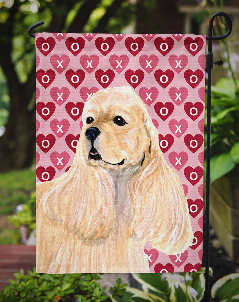 Buff Cocker Spaniel Hearts Love Valentine's Day Garden Flag – Decorative Outdoor Yard Flag