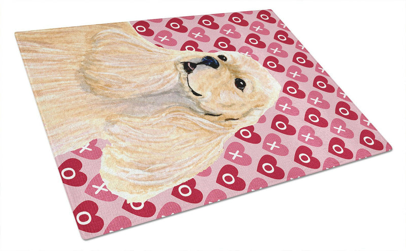 Cocker Spaniel Hearts Love and Valentine's Day Glass Cutting Board Large