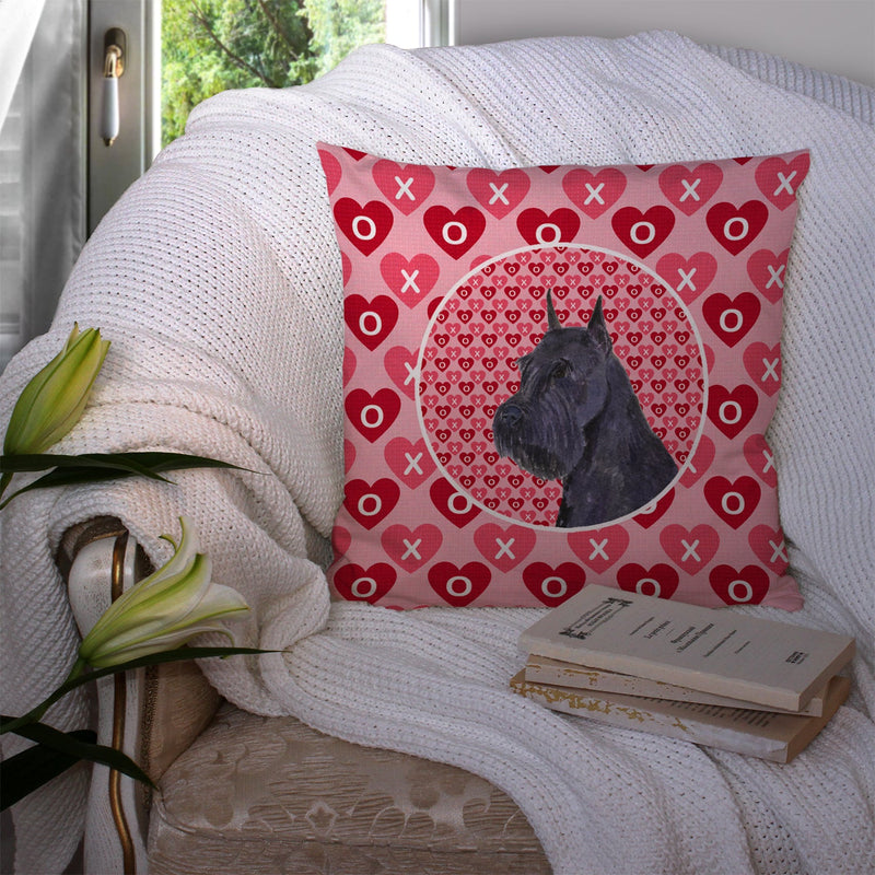 Schnauzer Hearts Love and Valentine's Day Portrait Throw Pillow - 14x14 Decorative Pillow – Art for Your Home & Patio SS4523PW1414