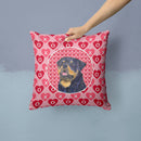 Rottweiler Hearts Love and Valentine's Day Portrait Throw Pillow - 14x14 Decorative Pillow – Art for Your Home & Patio SS4524PW1414